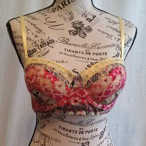 Colorful floral lace bra – Black Fuschia style by Secret Lace, size 36 B